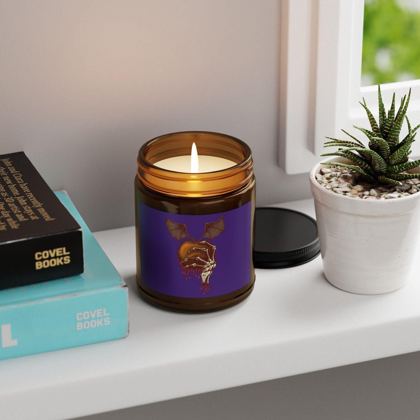 Death's hand - Scented Soy Candle (Multi-Size, Amber Jar)