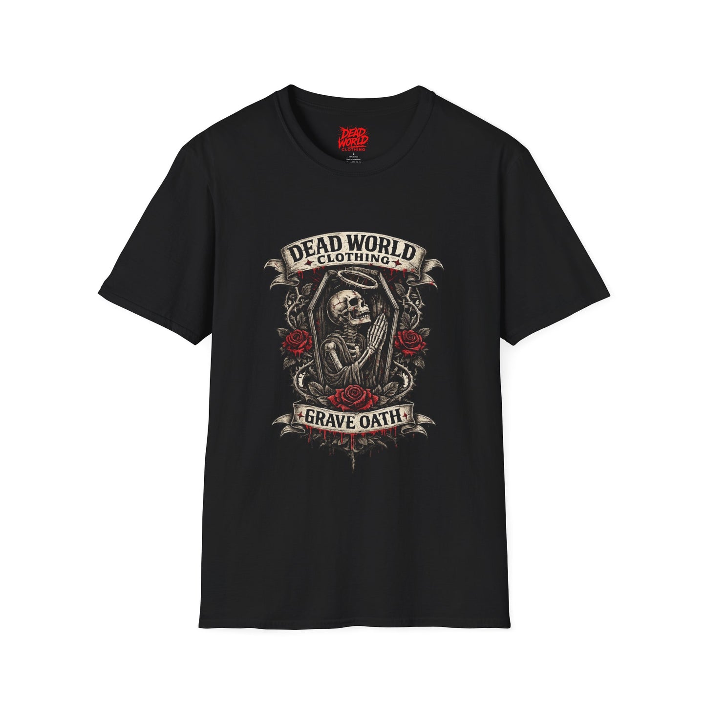 T-Shirt — Dead World Clothing Skull & Rose Graphic (Grave Oath)