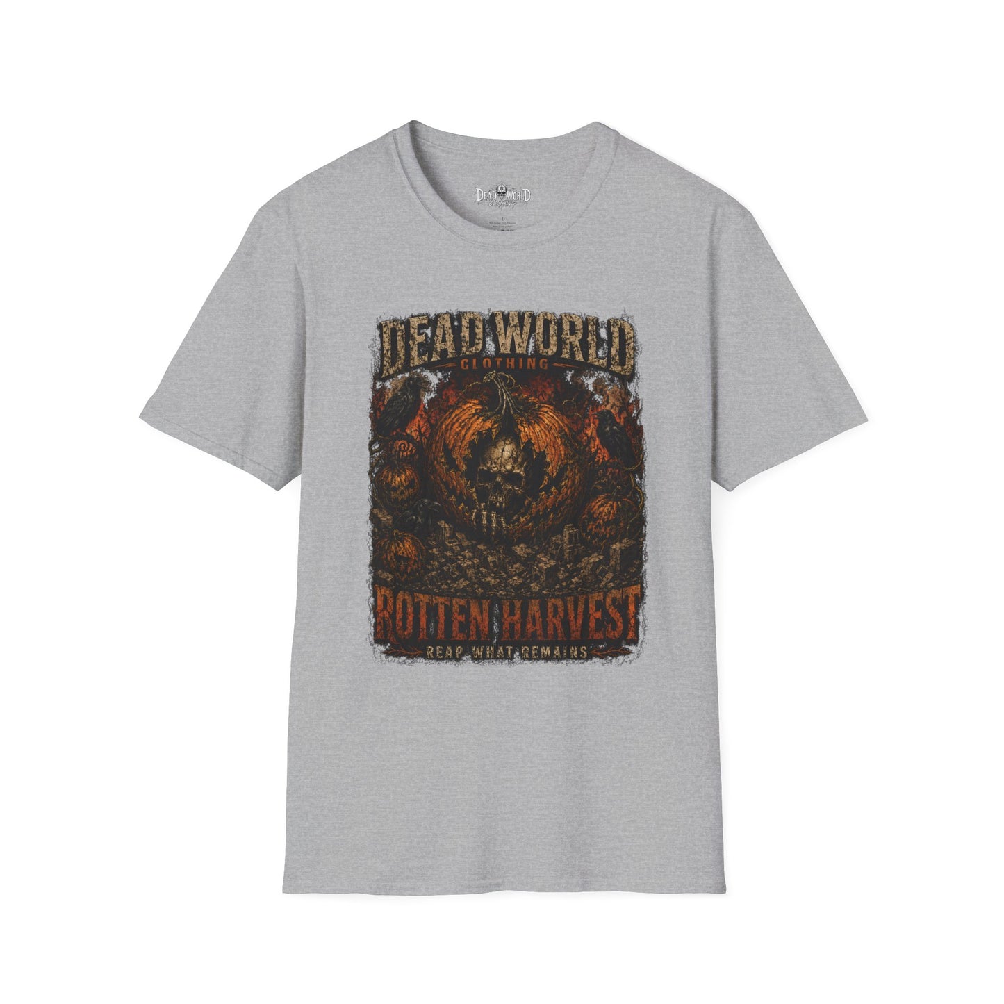 Dead World Clothing 'Rotten Harvest' Graphic T-Shirt — Grunge Skull Pumpkin Tee