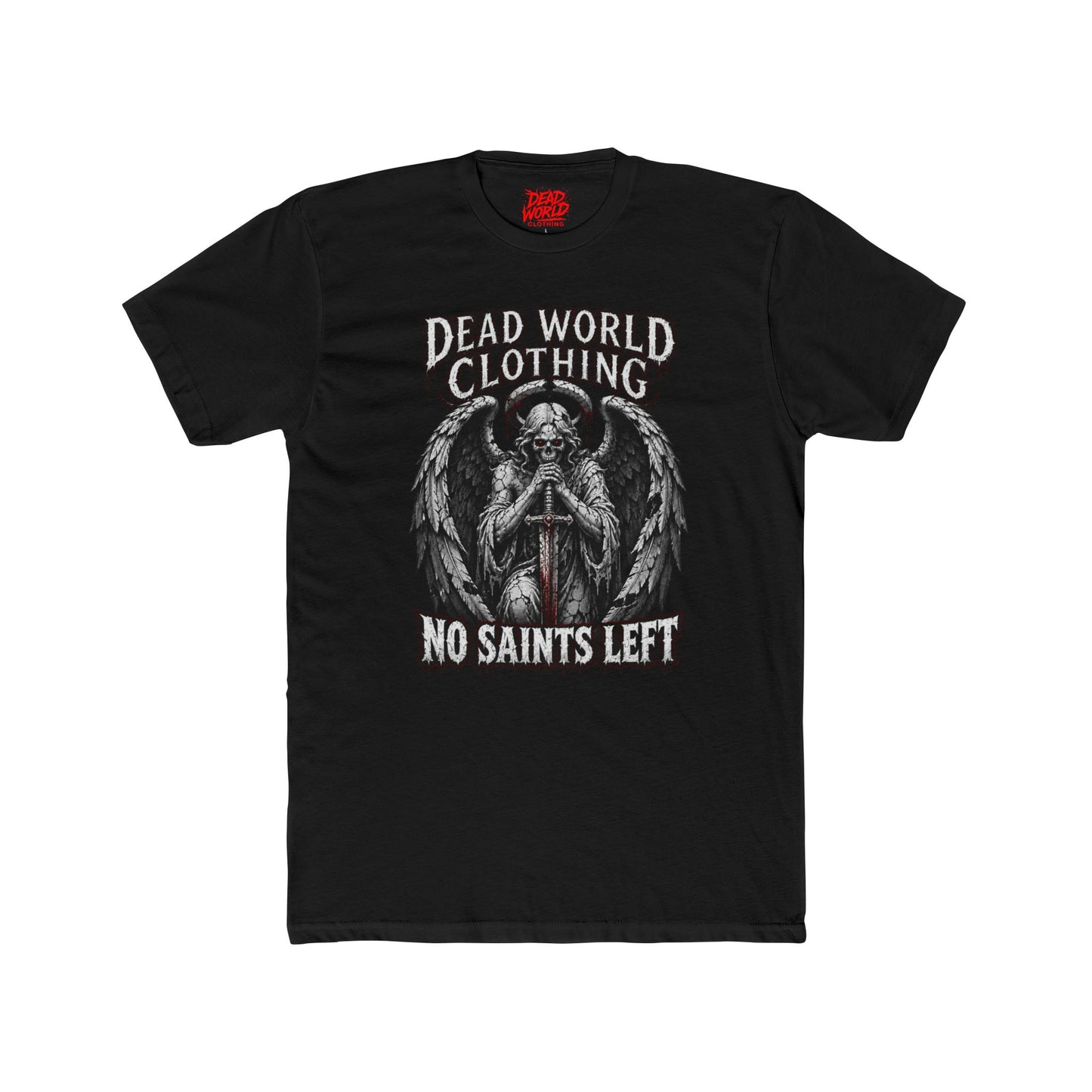 No Saints Left T-Shirt — Dead World Clothing Gothic Skull & Wings Tee