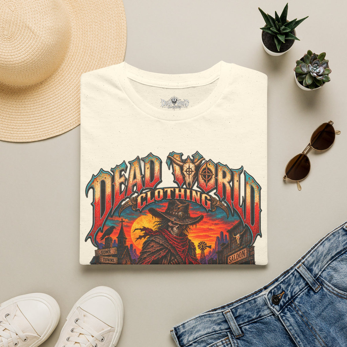 Graphic T-Shirt — "Dead World Clothing" Desert Outlaw Sunset Tee