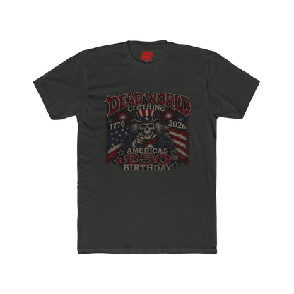 Crew Tee — Dead World Clothing 'America's 250th Birthday' Skull Flag Graphic