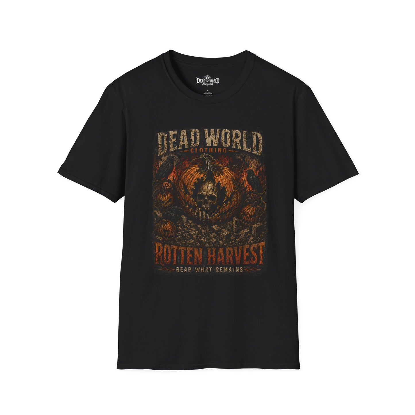 Dead World Clothing 'Rotten Harvest' Graphic T-Shirt — Grunge Skull Pumpkin Tee