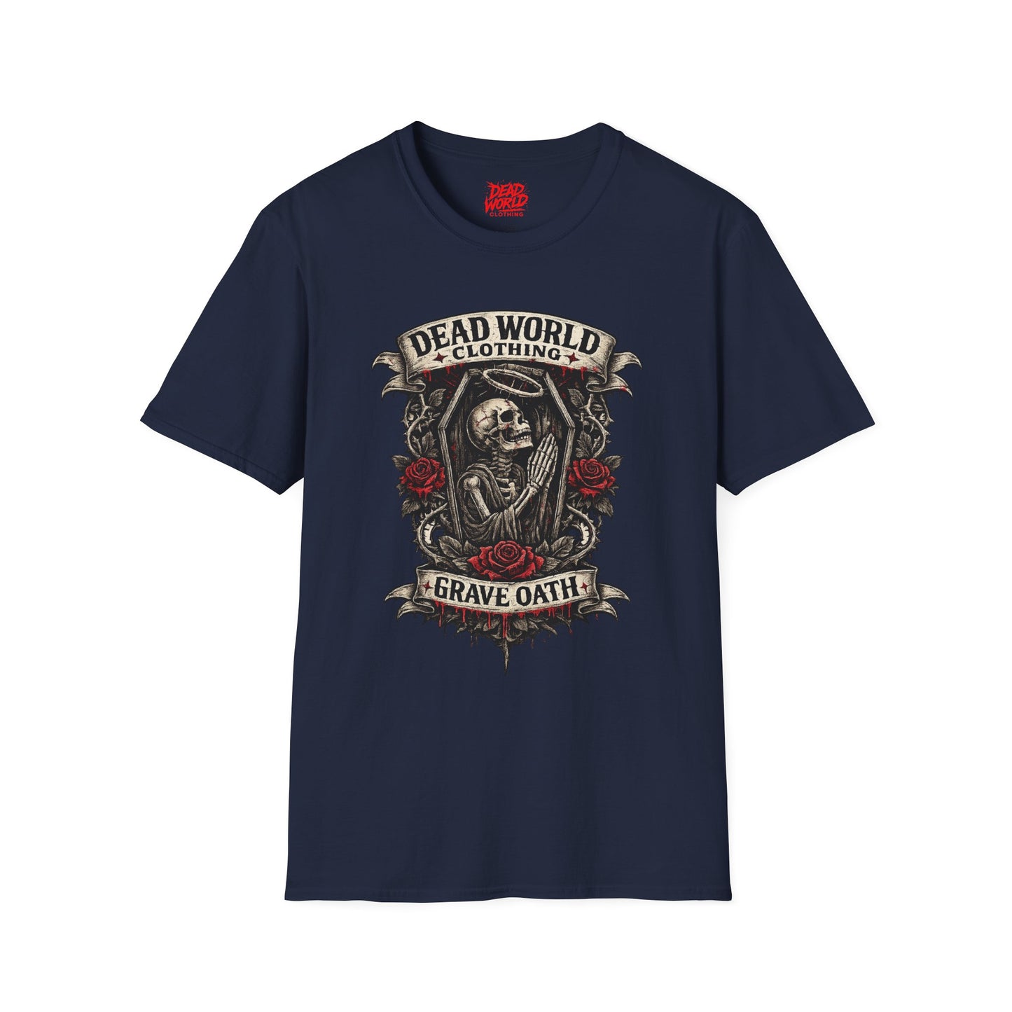 Dead World Clothing "Grave Oath" T-Shirt - Skeleton & Roses Gothic Tee