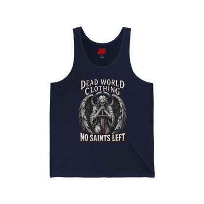 No Saints Left Tank Top — Gothic Angel Skull Graphic Muscle Tee