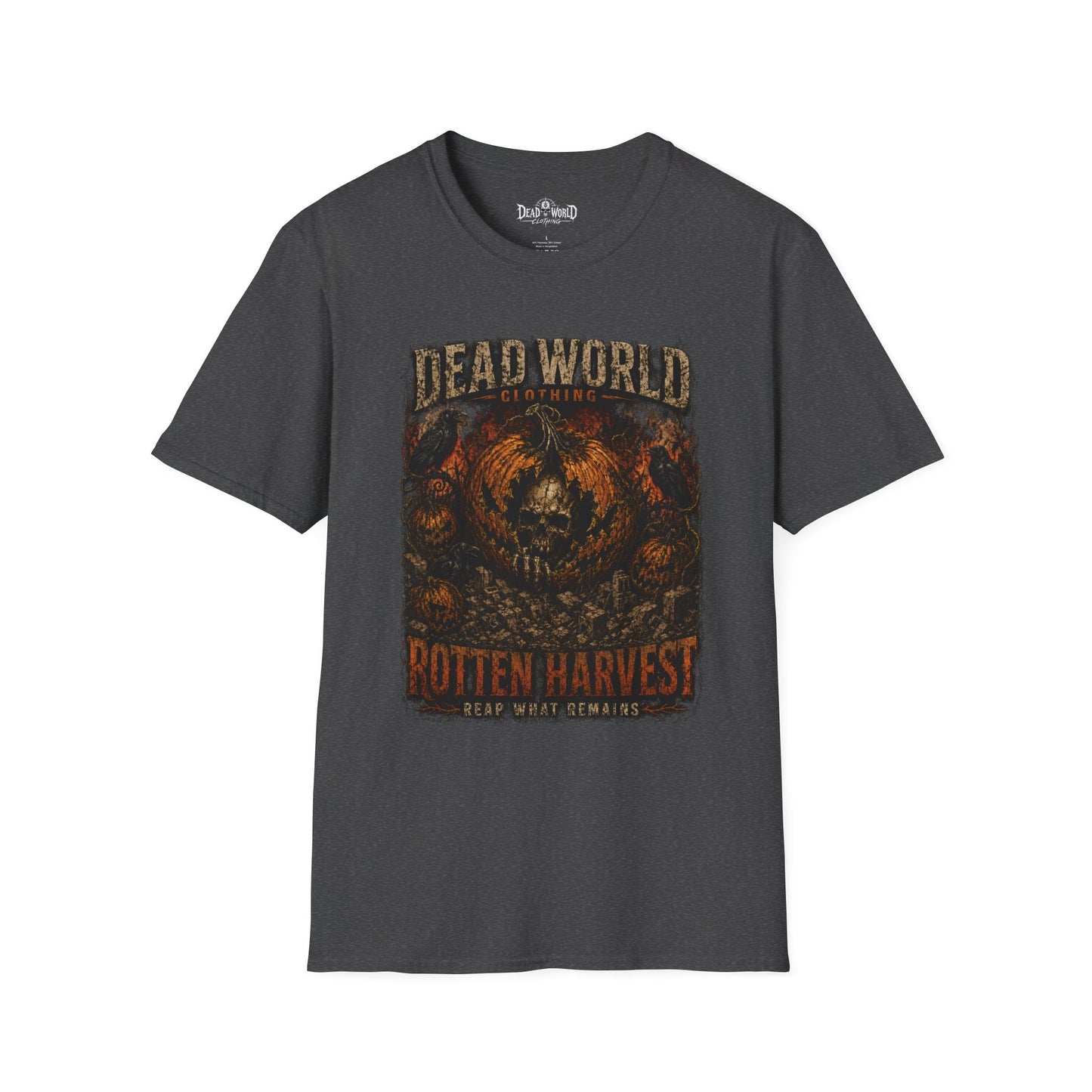 Dead World Clothing 'Rotten Harvest' Graphic T-Shirt — Grunge Skull Pumpkin Tee