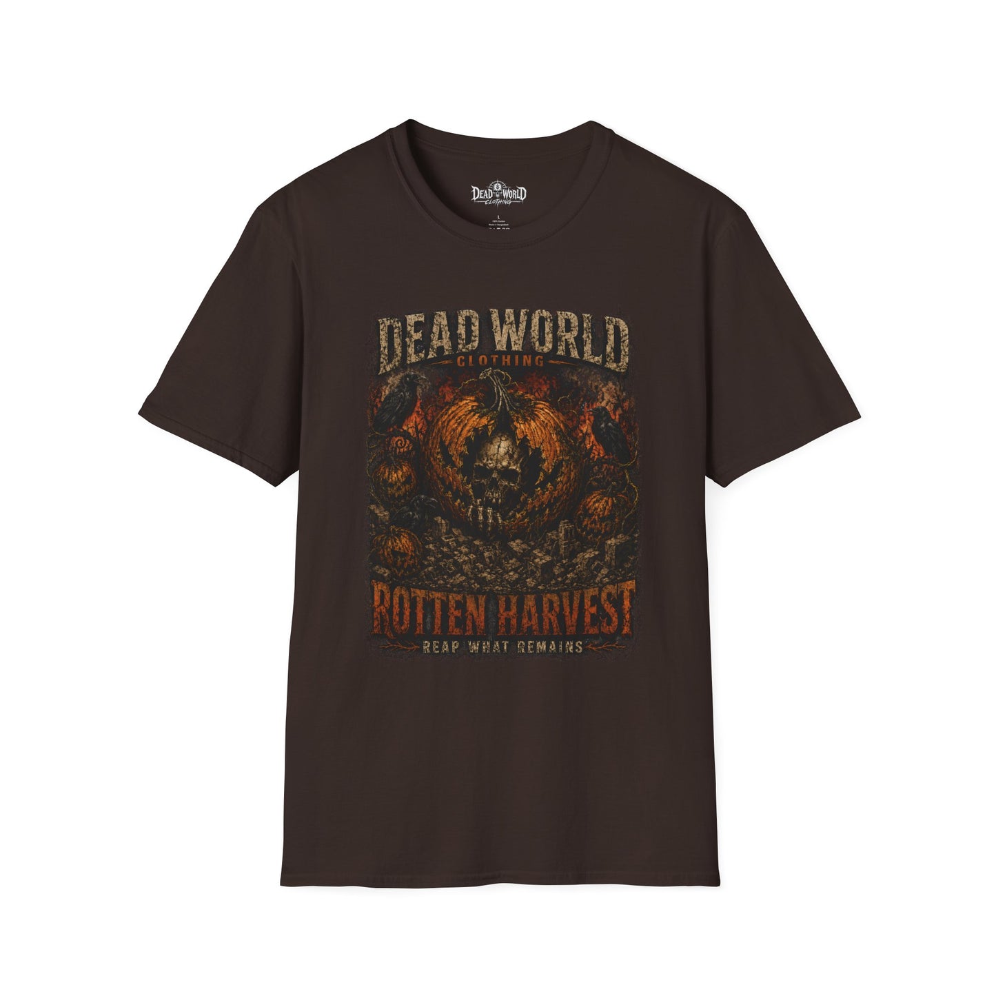 Dead World Clothing 'Rotten Harvest' Graphic T-Shirt — Grunge Skull Pumpkin Tee