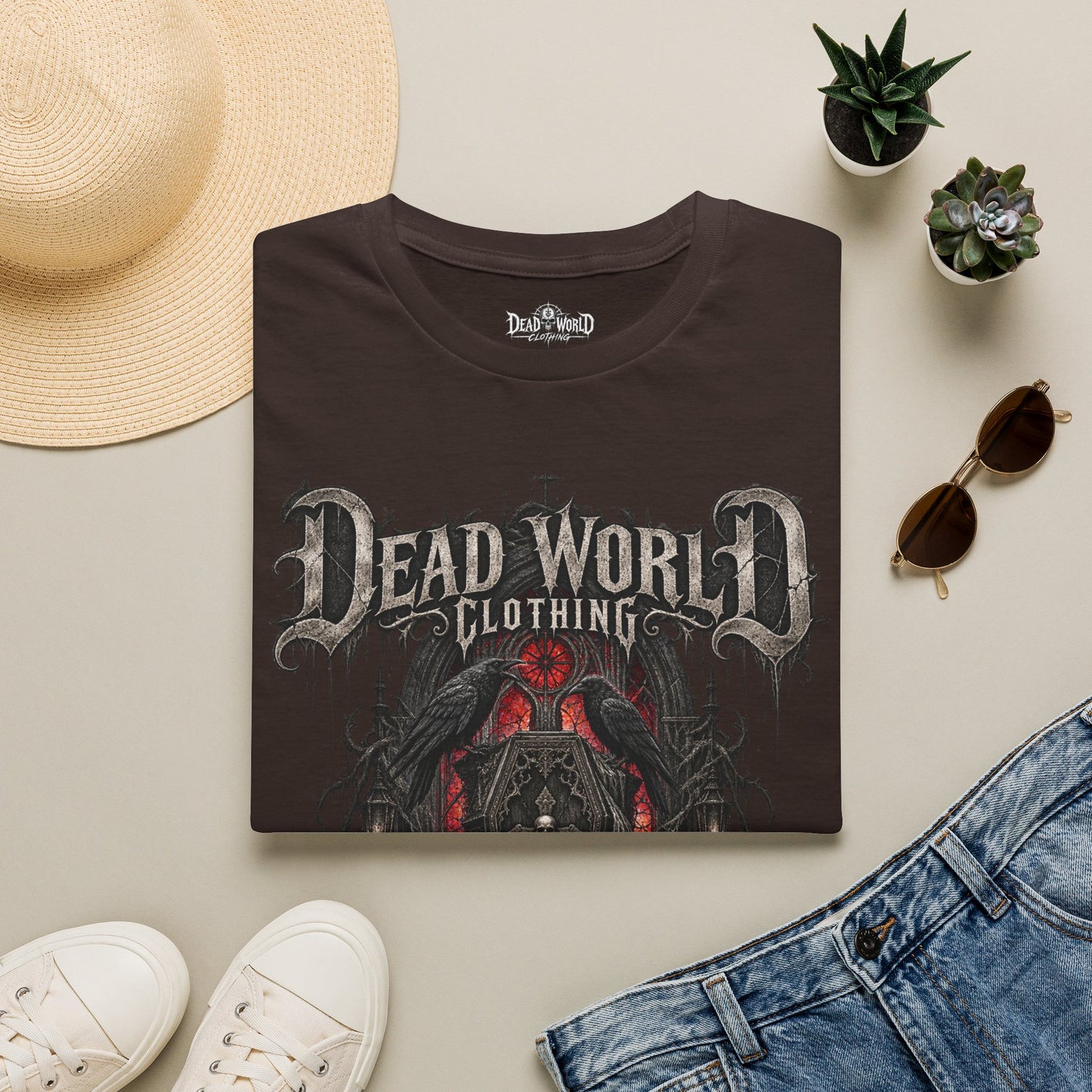 Dead World Clothing Graphic T-Shirt — Gothic Horror Skull Design