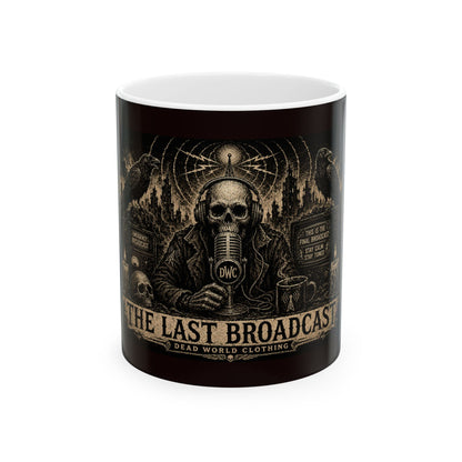 The Last Broadcast Skull Radio Ceramic Mug — Gothic Skull Coffee Cup (11oz/15oz)
