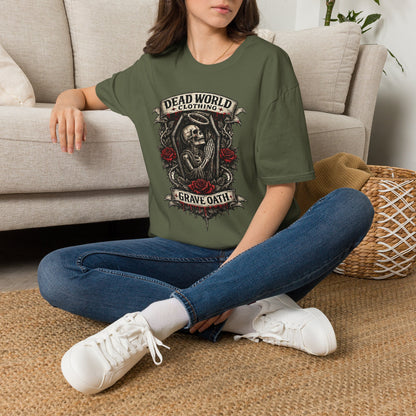Dead World Clothing "Grave Oath" T-Shirt - Skeleton & Roses Gothic Tee