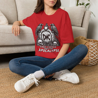 Apocalypse Coffee T-Shirt — "First Coffee, Then The Apocalypse" Raven Graveyard Tee