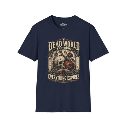 Dead World Clothing Skull Graphic T-Shirt — "Everything Expires" Vintage Gothic Tee