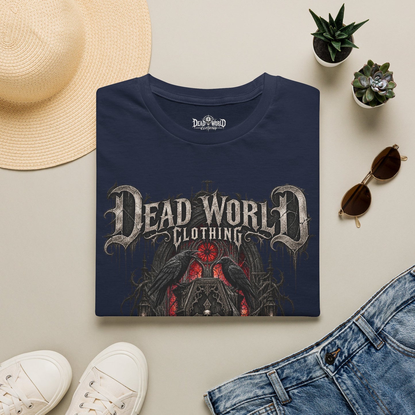 Dead World Clothing Graphic T-Shirt — Gothic Horror Skull Design