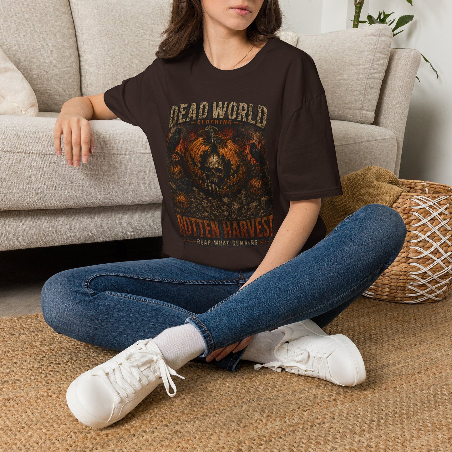 Dead World Clothing 'Rotten Harvest' Graphic T-Shirt — Grunge Skull Pumpkin Tee