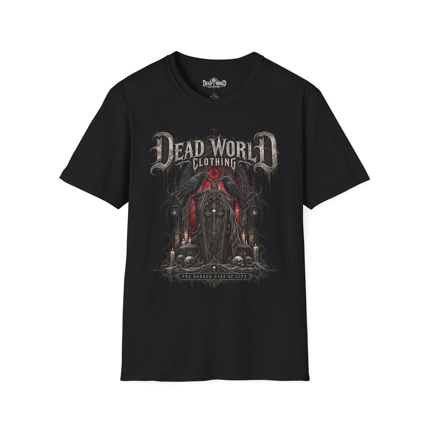 Dead World Clothing Graphic T-Shirt — Gothic Horror Skull Design