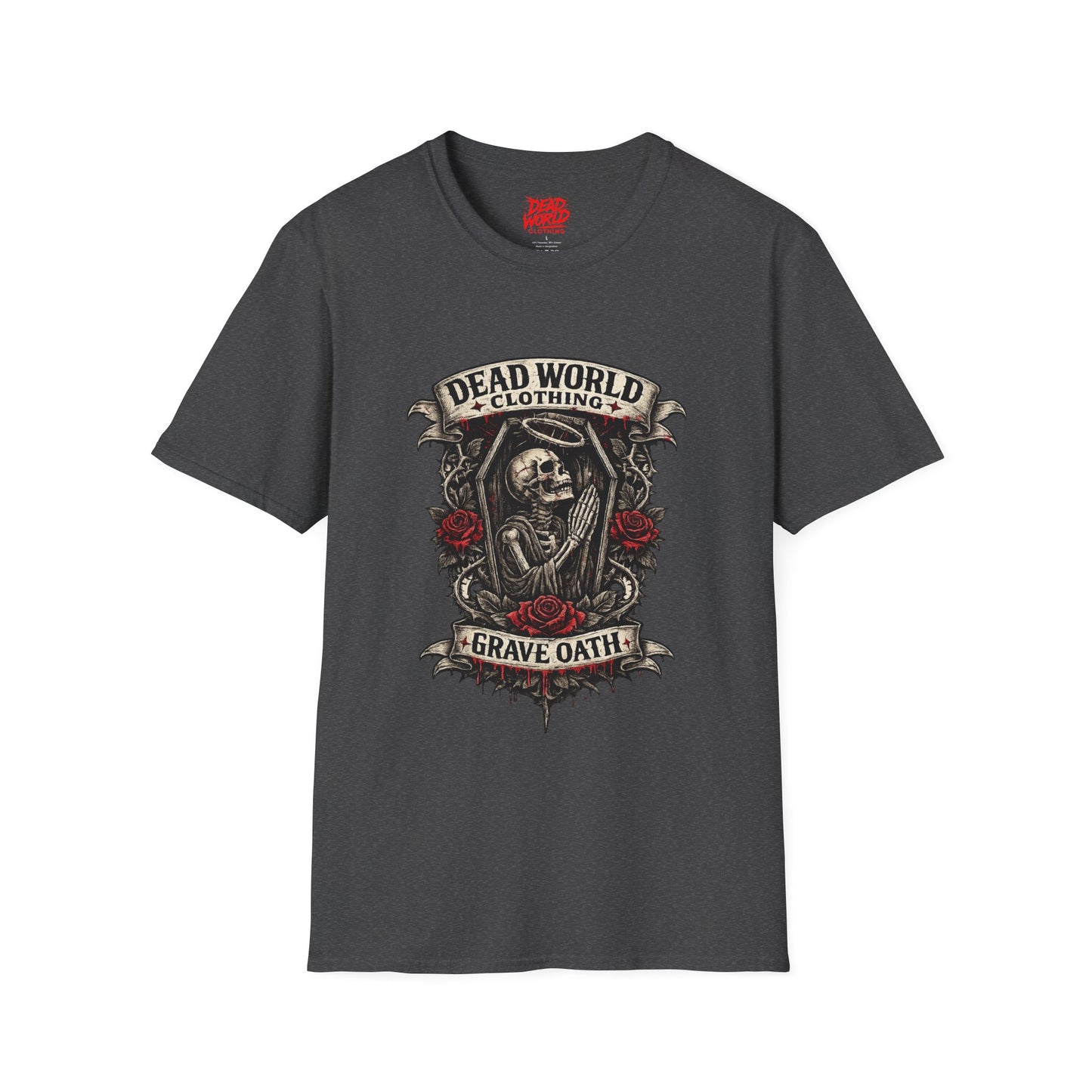 T-Shirt — Dead World Clothing Skull & Rose Graphic (Grave Oath)