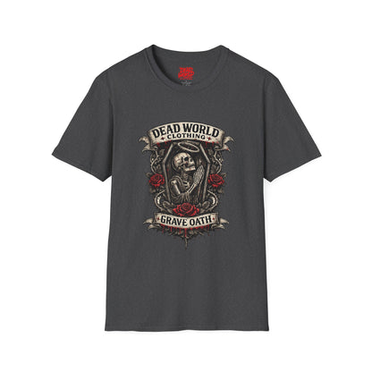 T-Shirt — Dead World Clothing Skull & Rose Graphic (Grave Oath)