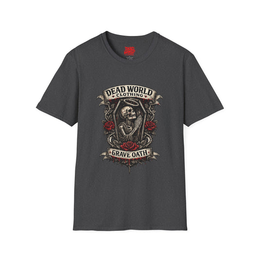 T-Shirt — Dead World Clothing Skull & Rose Graphic (Grave Oath)