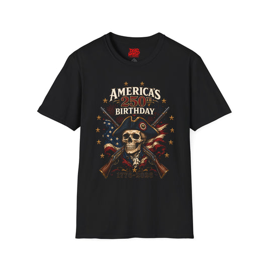America's 250th Birthday T-Shirt — 1776–2026 Patriotic Skull Independence Tee