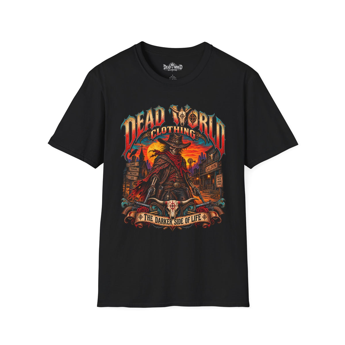 Graphic T-Shirt — "Dead World Clothing" Desert Outlaw Sunset Tee