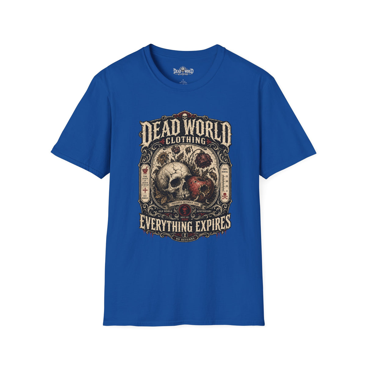 Dead World Clothing Skull Graphic T-Shirt — "Everything Expires" Vintage Gothic Tee