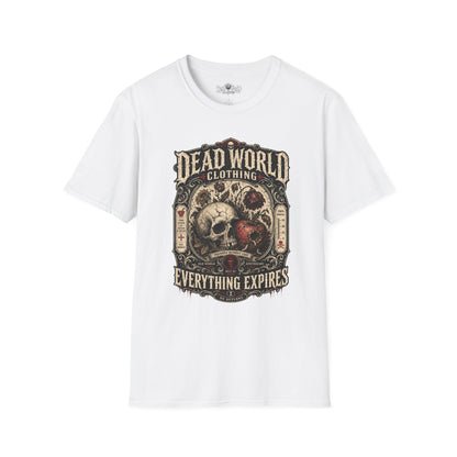 Dead World Clothing Skull Graphic T-Shirt — "Everything Expires" Vintage Gothic Tee