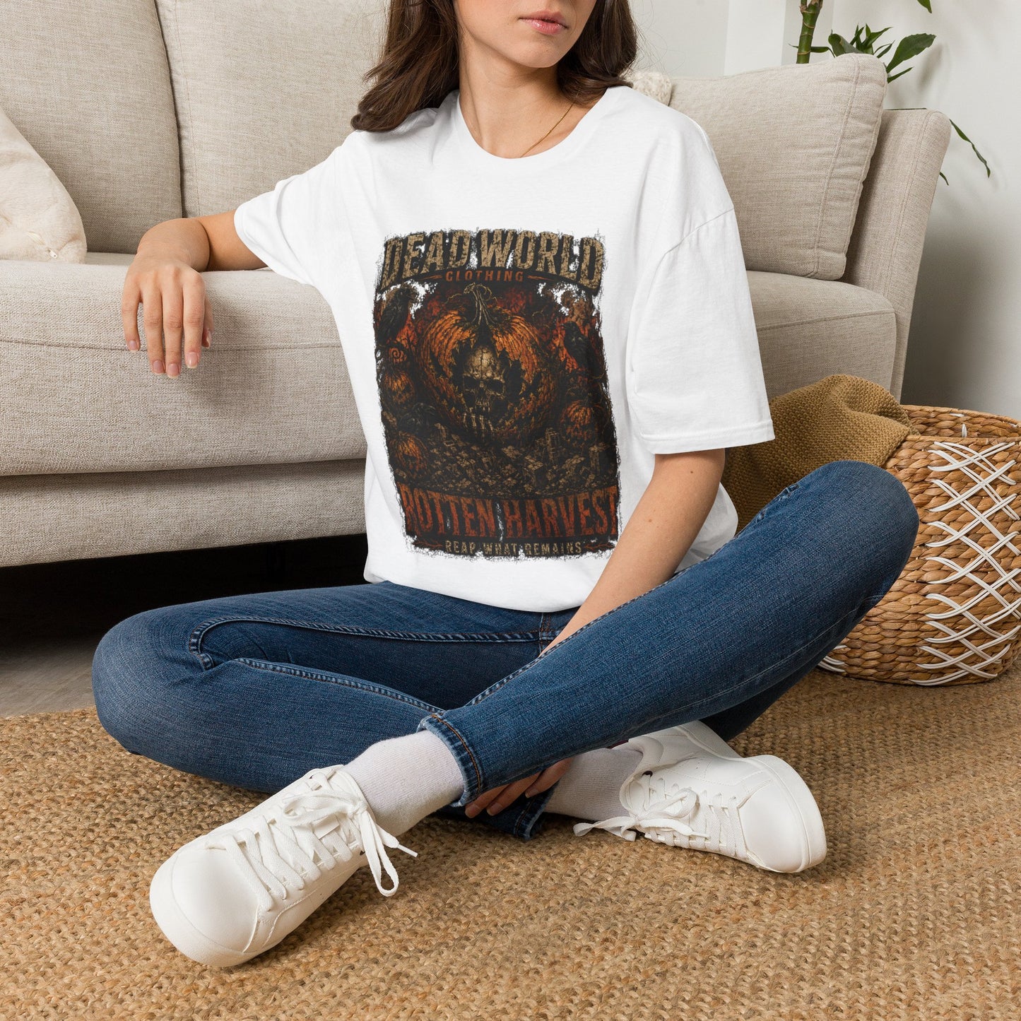 Dead World Clothing 'Rotten Harvest' Graphic T-Shirt — Grunge Skull Pumpkin Tee