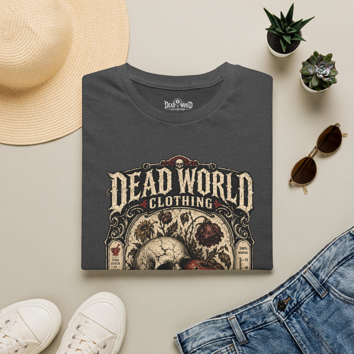 Dead World Clothing Skull Graphic T-Shirt — "Everything Expires" Vintage Gothic Tee