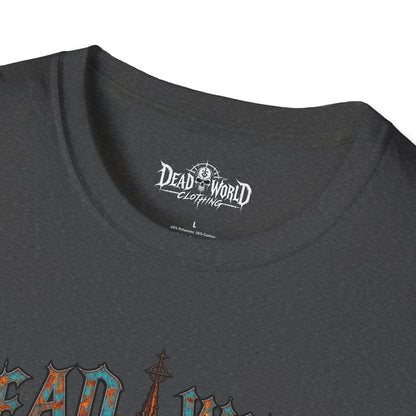 Dead World Clothing Cathedral Graphic T-Shirt — 'Dead World Clothing' Stained Glass Gothic Tee