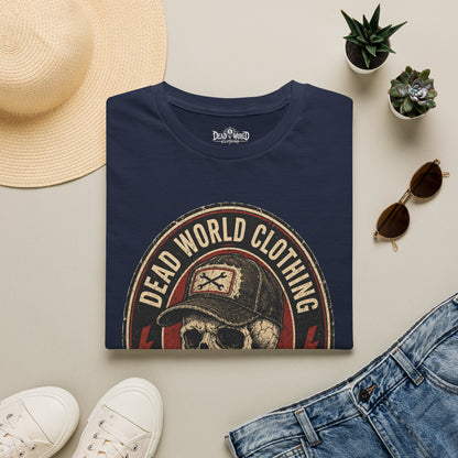 Dead World Clothing Skull Logo T-Shirt — "No Rest for the Rotten" Vintage Graphic Tee