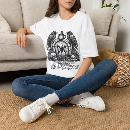 Apocalypse Coffee T-Shirt — "First Coffee, Then The Apocalypse" Raven Graveyard Tee