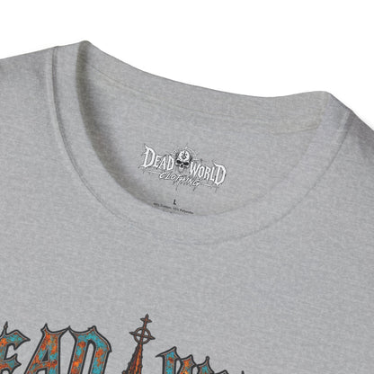 Dead World Clothing Cathedral Graphic T-Shirt — 'Dead World Clothing' Stained Glass Gothic Tee