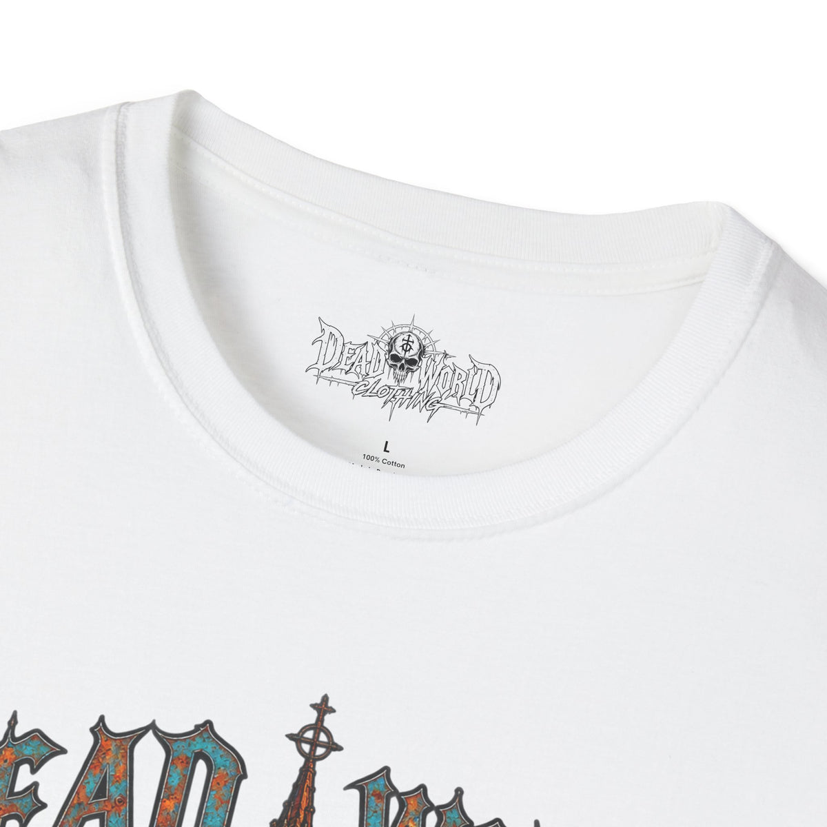 Dead World Clothing Cathedral Graphic T-Shirt — 'Dead World Clothing' Stained Glass Gothic Tee