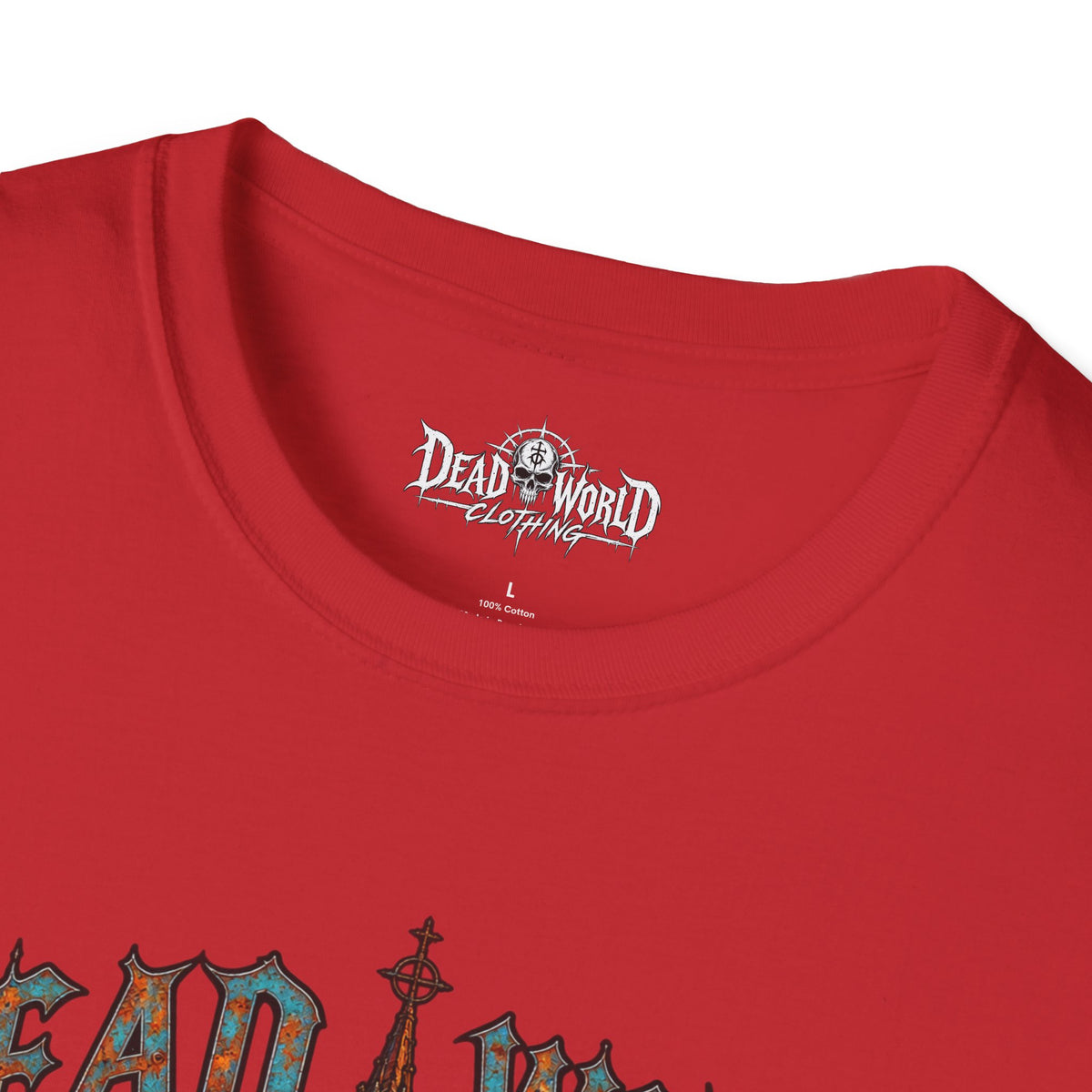 Dead World Clothing Cathedral Graphic T-Shirt — 'Dead World Clothing' Stained Glass Gothic Tee