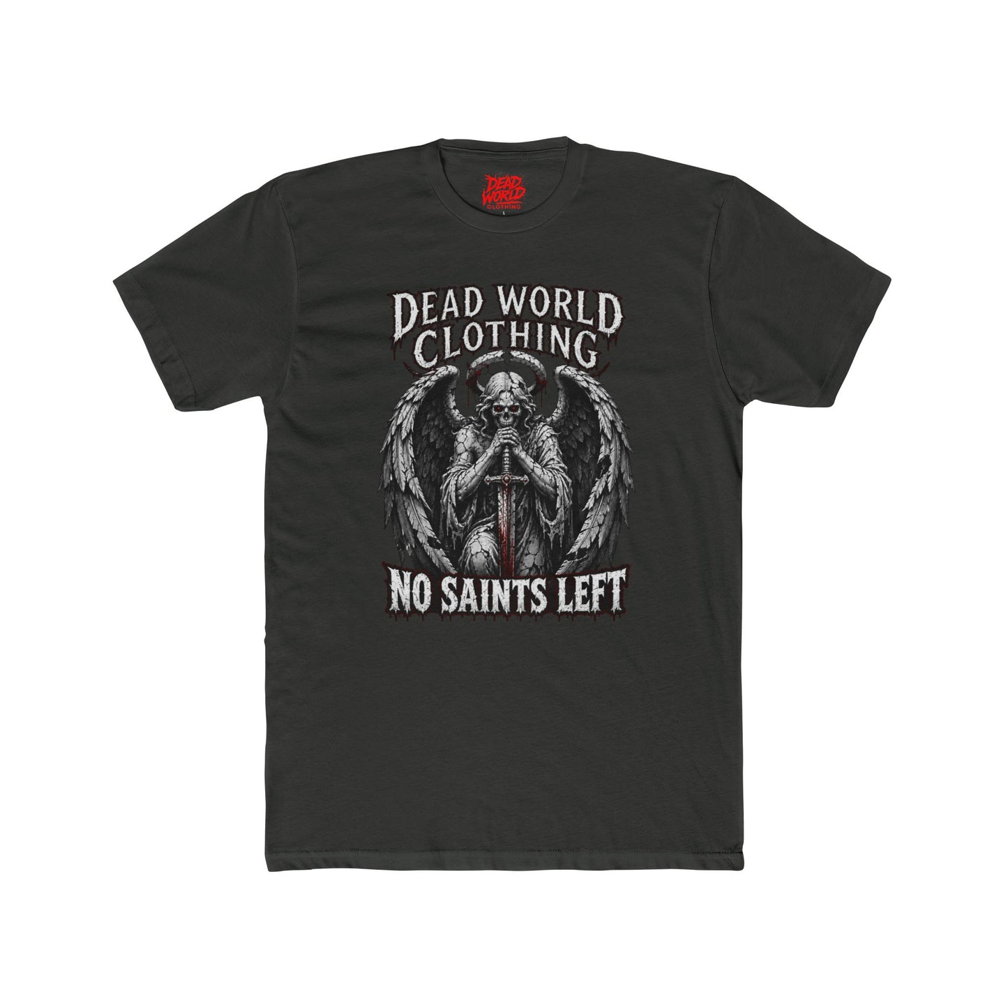 No Saints Left T-Shirt — Dead World Clothing Gothic Skull & Wings Tee