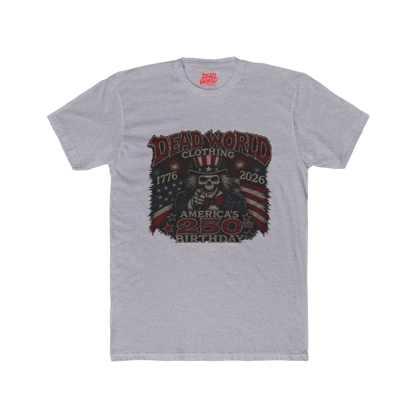 Crew Tee — Dead World Clothing 'America's 250th Birthday' Skull Flag Graphic
