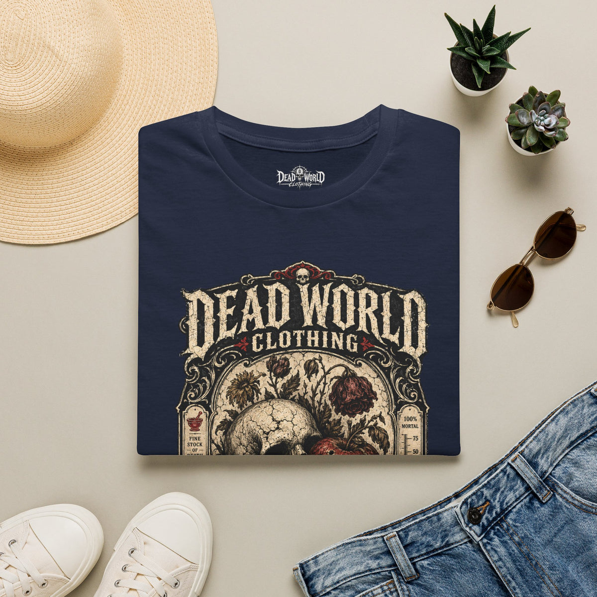 Dead World Clothing Skull Graphic T-Shirt — "Everything Expires" Vintage Gothic Tee