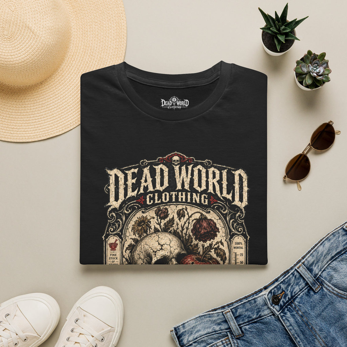 Dead World Clothing Skull Graphic T-Shirt — "Everything Expires" Vintage Gothic Tee