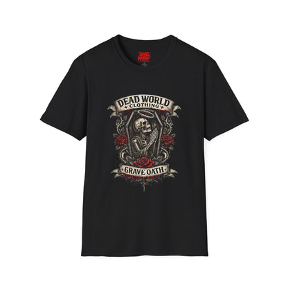 T-Shirt — Dead World Clothing Skull & Rose Graphic (Grave Oath)