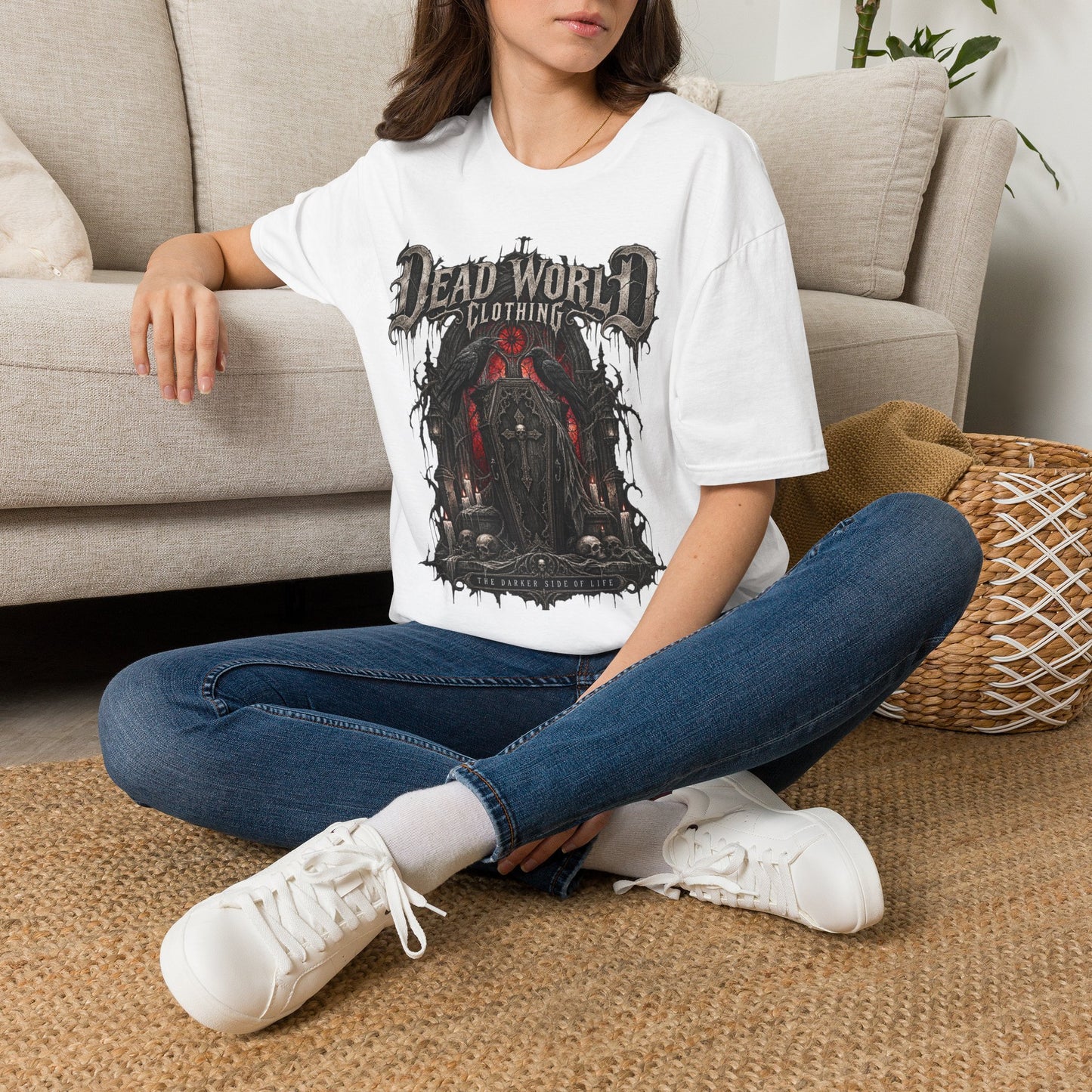 Dead World Clothing Graphic T-Shirt — Gothic Horror Skull Design