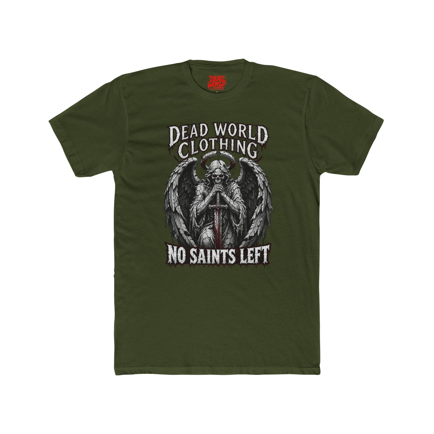 No Saints Left T-Shirt — Dead World Clothing Gothic Skull & Wings Tee