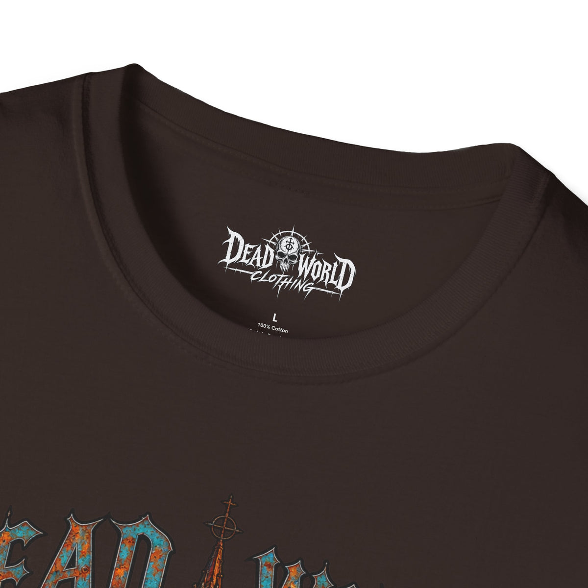 Dead World Clothing Cathedral Graphic T-Shirt — 'Dead World Clothing' Stained Glass Gothic Tee