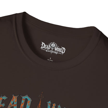 Dead World Clothing Cathedral Graphic T-Shirt — 'Dead World Clothing' Stained Glass Gothic Tee