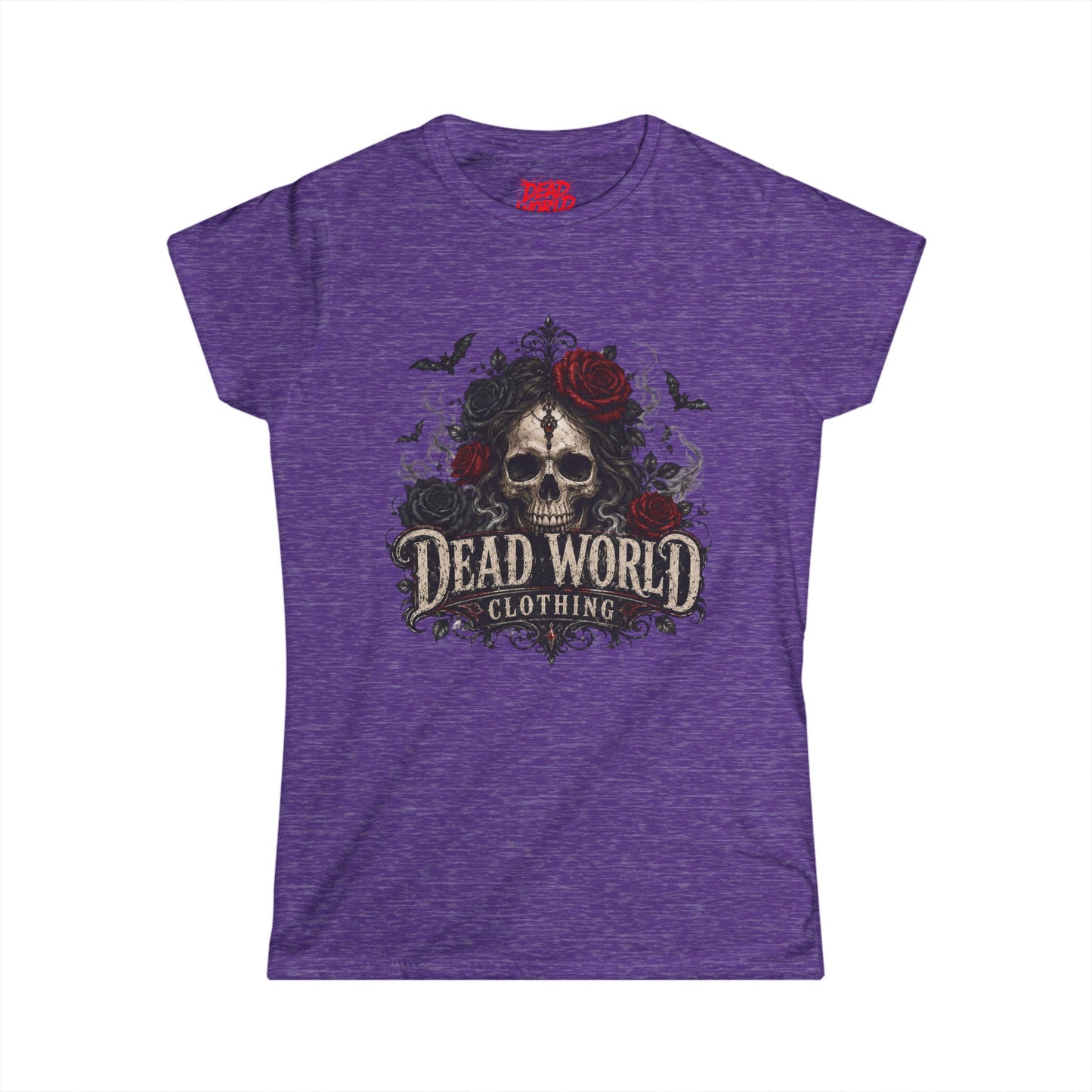 Dead World Clothing Skull Tee — Women's Gothic Skull & Rose Graphic T-Shirt