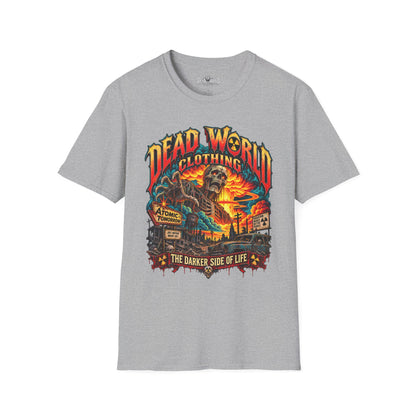 Graphic T-Shirt — 'Dead World Clothing' Skull Sunset Design