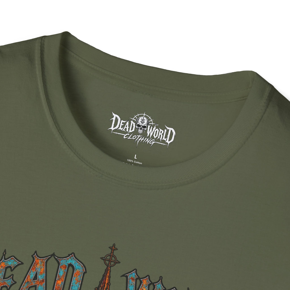 Dead World Clothing Cathedral Graphic T-Shirt — 'Dead World Clothing' Stained Glass Gothic Tee