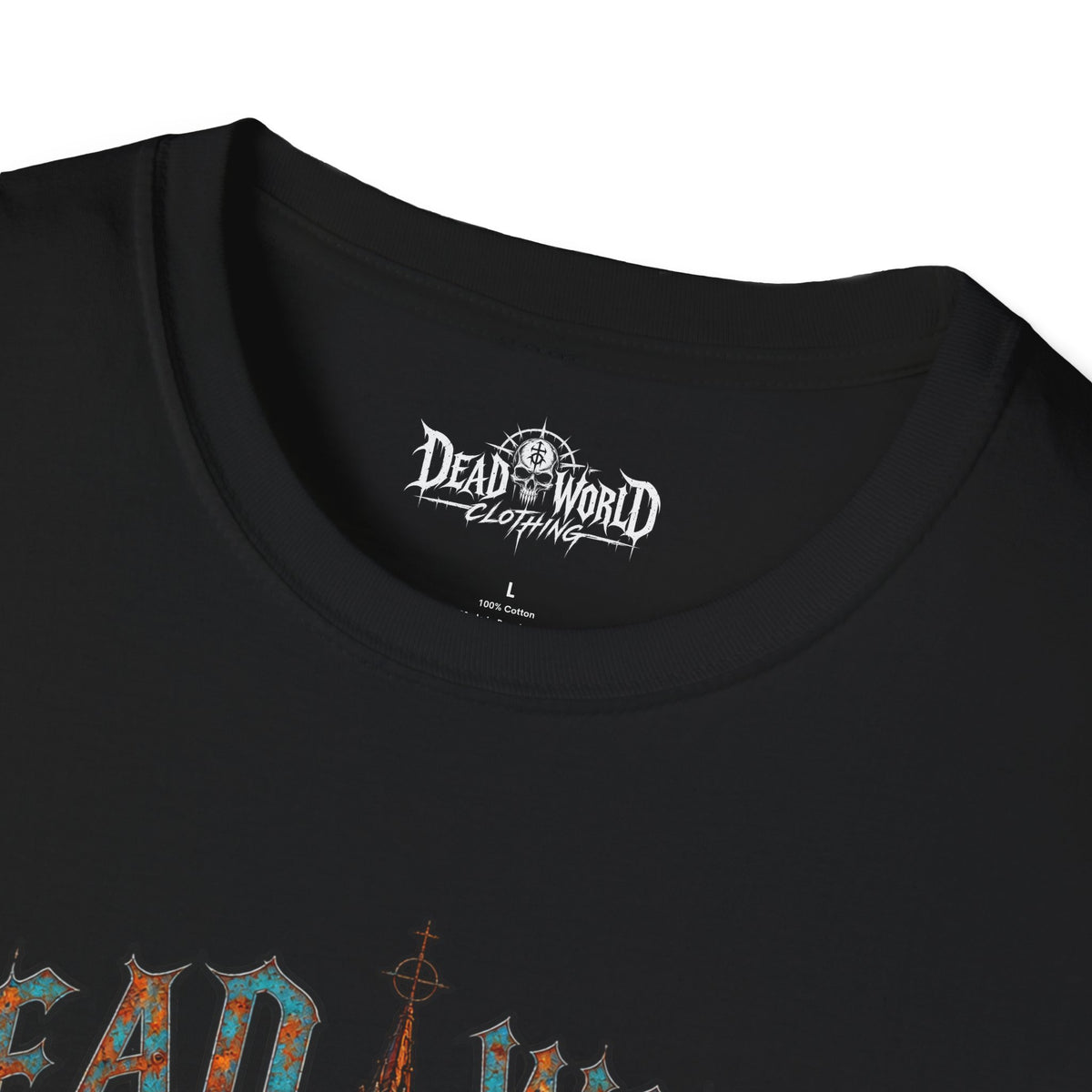 Dead World Clothing Cathedral Graphic T-Shirt — 'Dead World Clothing' Stained Glass Gothic Tee