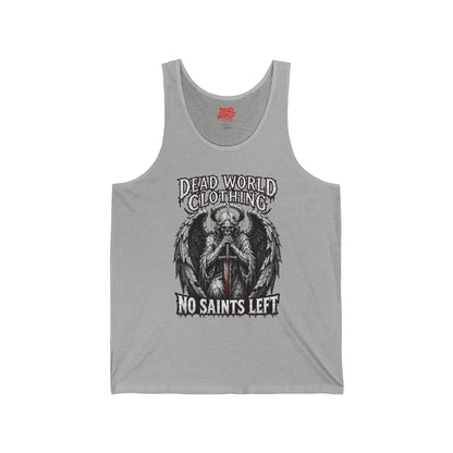No Saints Left Tank Top — Gothic Angel Skull Graphic Muscle Tee