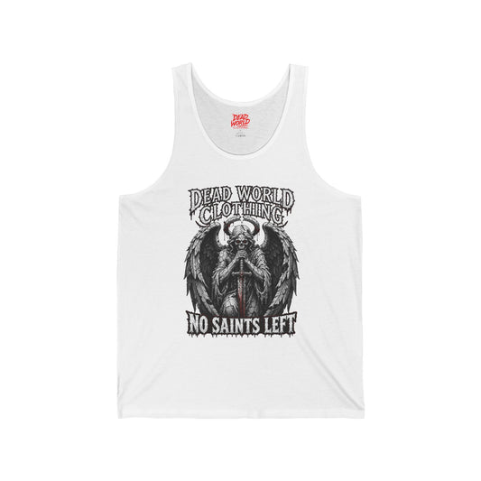 No Saints Left Tank Top — Gothic Angel Skull Graphic Muscle Tee