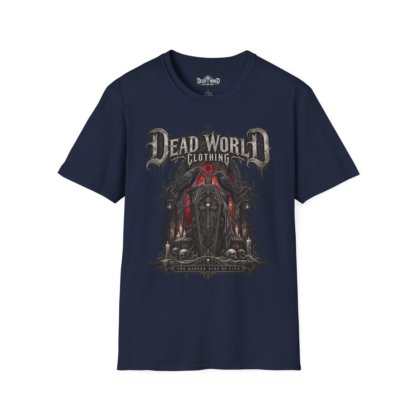Dead World Clothing Graphic T-Shirt — Gothic Horror Skull Design